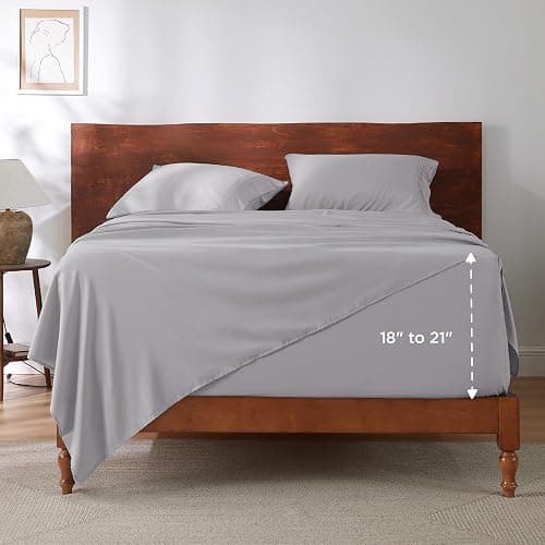 Bedsure Deep Pocket Full Size Bed Sheets Set - Fits Mattresses Up to 21 Inches Thick - 4 Piece GentleSoft Bed Sheets, Moisture Wicking, Cooling Bedsheet & Pillowcases, Easy & Secure Fit, Light Grey thumbnail 8