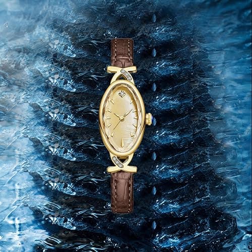 BESTKANG Leather Women's Watch Dainty Vintage Oval Ladies' Watch Elegant Diamond Waterproof Quartz Gold Watches for Women thumbnail 7