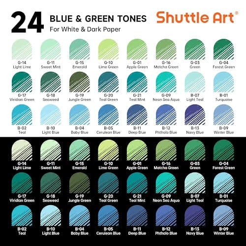 Shuttle Art Colored Pens, 24 Blue & Green Tone Colors Cute Journal Pens 0.6mm Fine Point Colored Gel Pens for Black Paper Adult Coloring Writing Drawing Journaling Note Taking School Office Home thumbnail 3