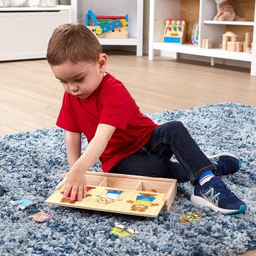 Melissa & Doug Wooden Bear Family Dress-Up Puzzle, 45 Pieces Mix and Match Outfits, Sorting & Matching Toy with Storage Case, Educational Puzzle for Toddlers Ages 3+ thumbnail 8