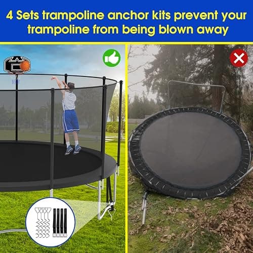 SKYUP Tranpoline 1500LBS 16 15 14 12 10 8 FT Tranpoline for 7-10 Kids and Adults, Windproof Outdoor Tranpoline with Enclosure Net, Basketball Hoop, Easy to Install & Last Long - ASTM Approved thumbnail 7