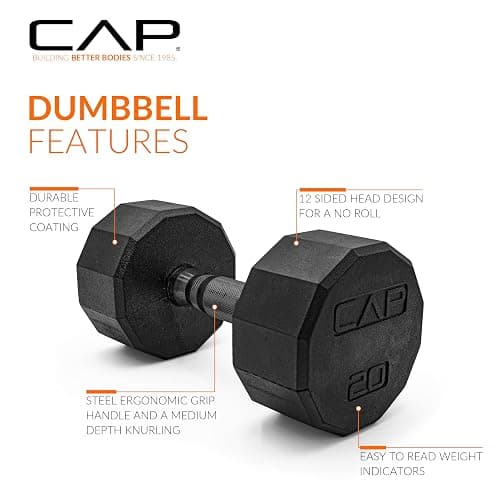 CAP Barbell Rubber Coated Dumbbell Weight Set with Vertical Rack | 100 lb, 150 lb, and 210 lb Options thumbnail 2
