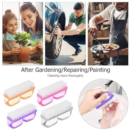 Larbois Handle Grip Nail Brush, Nail Brushes Hand Fingernail Brush Cleaner Scrubbing Kit Pedicure for Toes and Nails Men Women (4 Pack) thumbnail 4