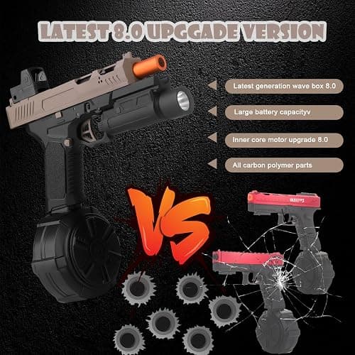 Gel Toys X8,Upgrade Version for X2 Full Auto Gel Toys with Goggles and Drum,for Christmas Easter Outdoor Games, Ages 14 Years Old and up and Adults,Sandy thumbnail 6