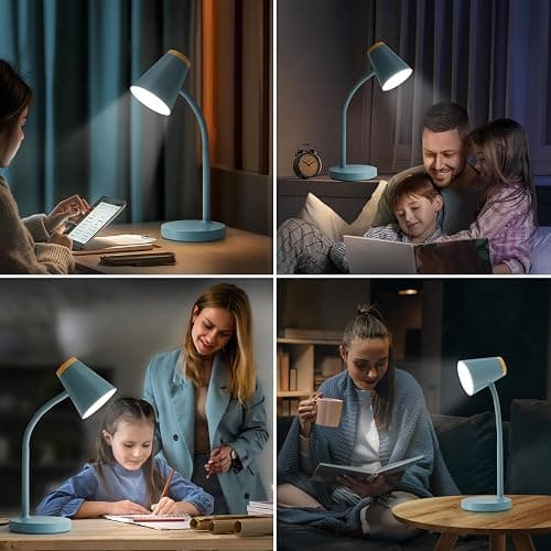 EJIAXIN Desk Lamps for Home Office - Small LED Desk Lamp Touch Dimmable Reading Light for College Dorm Room - Adjustable Flexible Gooseneck Table Lamp for Bedside Bedroom Nightstand Blue thumbnail 7