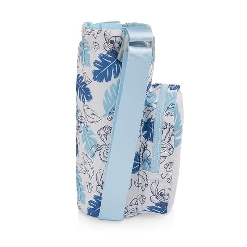 PICNIC TIME Disney Lilo & Stitch 40 oz Tumbler Tote, Insulated Crossbody Tumbler Bag with Strap and Phone Pocket, Fits Most Tumblers, Made from Recycled Materials, (White Blue Leaf Design) thumbnail 3