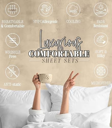 Elegant Comfort Delilah Polkadot 4-Piece Set, Fade & Wrinkle Resistant, 1500 Premium Hotel Quality Microfiber Deep Pocket Fitted Sheet Featuring Smart Pockets, Polkadot Sheet Set, Twin, White thumbnail 6
