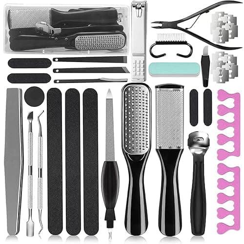 EKOCSIO Professional Pedicure Kit, 36 in 1 Stainless Steel Foot Care Kit Foot Rasp Dead Skin Remover for Home & Salon Care, Black - Image 1