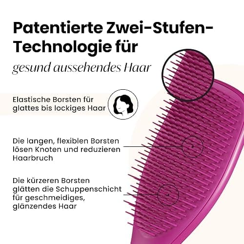 Tangle Teezer Ultimate Detangler Haarbürste – Für Nasses & Trockenes Haar – Entwirrungsbürste für Alle Haartypen – Zweistufige Borsten Reduzieren Haarbruch & Entfernen Knoten – Pink thumbnail 2