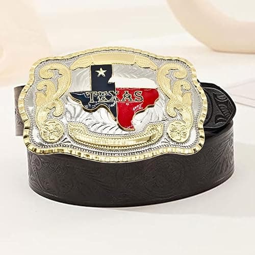 Texas State Map Flag Large Huge Rodeo Western Gold Tone Belt Buckle thumbnail 4