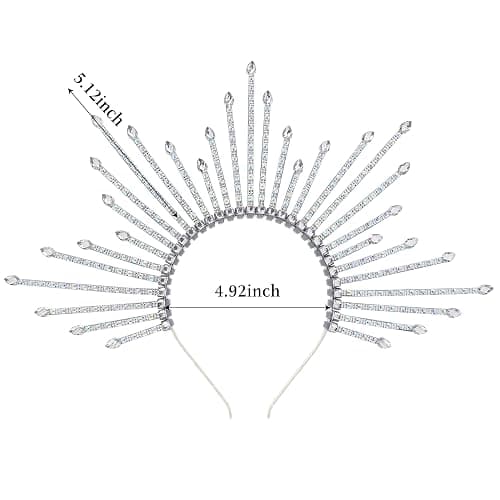 Fantherin Women's Halo Crown Headpiece - Sunburst Sun Spiked Goddess Headband Crown Decoration for Costume Halloween Cosplay - Silver thumbnail 6