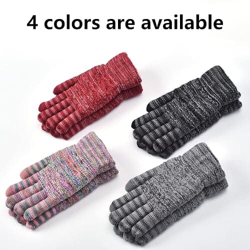 Women's Winter Warm Touch Screen Gloves Womens Thermal Cable Knit Wool Fleece Lined Glove for Cold Weather thumbnail 6