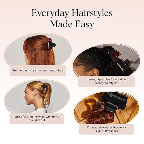 Kitsch Medium Claw Clips for Women - Strong Hold & Stylish Glossy Puffy Design Hair Accessories | Half-Up or Full Updos | Ideal Gifts for Women - 2pc Set, Black & Tort thumbnail 6