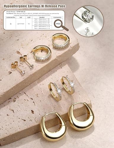 ORAZIO Small Gold Hoop Earrings for Women Hypoallergenic 14K Gold Plated Chunky Huggie Earring Sets for Multiple Piercing Dainty Earing Stacks Set Cute Silver Cartilage Jewelry Trendy Gifts thumbnail 2
