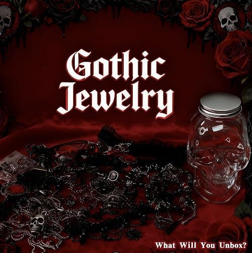 Mystery Jewelry Jar for Women, Gothic Witchy Jewelry Gift Set(Goth Boho Mixed Punk Everyday Necklaces,Earrings, Rings,Bracelets/Bangles),Valentines Day Gifts,Unique Alternative Fashion Romantic Present for Her thumbnail 6