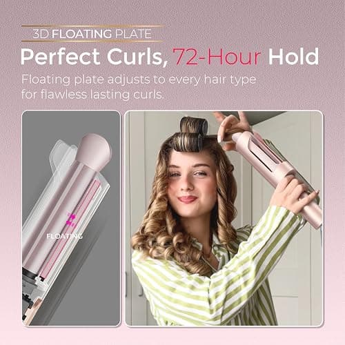 Upgraded Automatic Rotating Curling Iron - TYMO CurlPro Plus Long Barrel Curling Wand for Long Hair, Ceramic Hair Curler for Women, Anti-Scald, Tangle-Free, 600M Ionic, Dual Voltage,Gold Blush, 1 Inch thumbnail 5