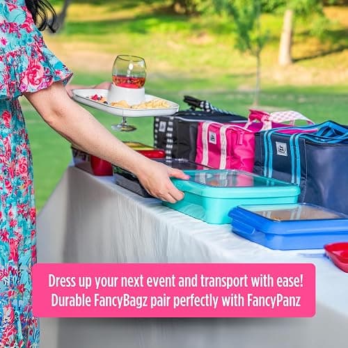 Fancy Panz - Pink Insulated Casserole Carrier Bag - Insulated Thermal Bags for Hot & Cold Food Holds 2 Standard Size Fancy Panz - 2 Pockets - Food Container - Hosting Essentials thumbnail 7