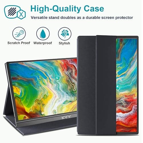 KYY Portable Monitor 15.6inch 1080P FHD USB-C, HDMI Computer Display HDR IPS Gaming Monitor w/Premium Smart Cover & Screen Protector, Speakers, for Laptop PC MAC Phone PS4 Xbox Switch thumbnail 4