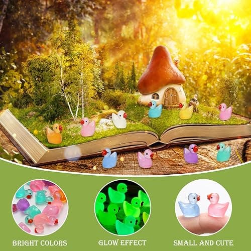 TENTHPEO 120 Pcs Mini Ducks, Colorful Mini Resin Ducks Tiny Duck Glow in the Dark Little Duck for Fairy Garden, Luminous Aquarium Decor, Tiny Homes, DIY Craft Kit thumbnail 5