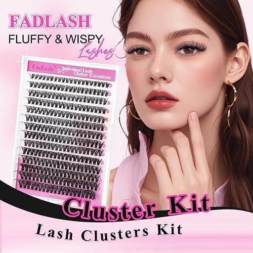 FADLASH Lash Clusters Kit Individual Eyelash Clusters D Curl 40D 8-16mm Eyelash Extension Kit 280Pcs Lash Extensions with Lash Bond and Seal Lash Tweezer for Self Application (40D-0.07D-8-16mm KIT) thumbnail 9