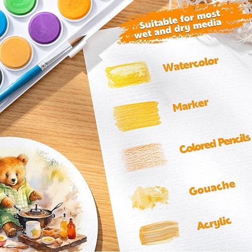 50 Sheets Watercolor Paper Bulk, 8 Sizes White Water Color Paper 140 lb/300 GSM Cold Press Watercolor Paper Easter Gifts for Beginner Artists Child Students Adults Drawing thumbnail 4
