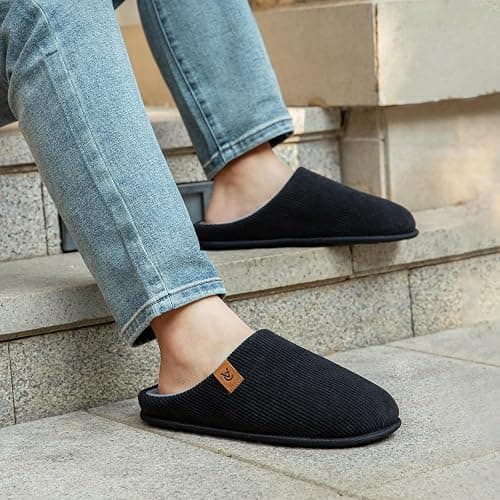 VeraCosy Men's Cozy Slip-on Slippers Corduroy Memory Foam Indoor House Shoes thumbnail 2