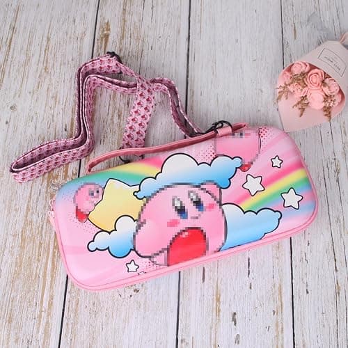 TIKOdirect Carrying Case for Nintendo Switch & OLED Mode, Cute Portable Travel Bag in Newest Updated Design of Pink Interior with an Adjustable Shoulder Strap, Pink Kirby thumbnail 5