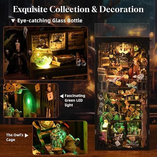 ETKVR Book Nook Kit - DIY Miniature House Dollhouse Kit 3D Puzzles for Adults, Gifts for Family and Friends Bookshelf Decor Tiny House Model Build with Dust Cover thumbnail 4