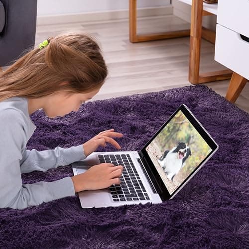 Softlife Rugs for Bedroom 4x5.3 Feet Purple Area Rug for Living Room Super Soft Shaggy Rugs for Dorm Fluffy Fuzzy Carpets Long Plush Bedside Rug Nursery Girls Boys Kids Room Home Christmas Decoration thumbnail 5