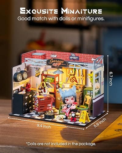 Rolife DIY Miniature House Kit Garage Workshop, Build 1/20 Mini House Building Kit with LED Craft Kits for Aduls Gifts for Him Her Kids thumbnail 3