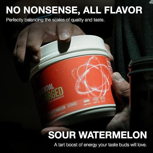 RAW Pre-Workout Powder, Essential CHARGED (Sour Watermelon) - Preworkout Supplement for Men & Women - Supports Focus, Mood & Performance - Caffeine, Alpha-GPC, L-Citrulline, Beta Alanine (25 Servings) thumbnail 4