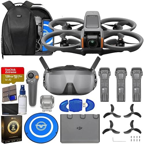 DJI Avata 2 FPV 4K Drone Fly Smart Combo with Goggles N3 & 3-Batteries CP.FP.00000265.01 Bundle with 128GB Memory, Landing Pad, Backpack, CPS 2 Year Warranty + More - Image 1