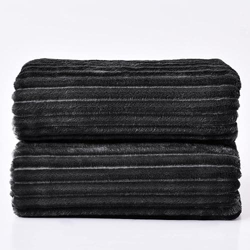 BEDELITE Fleece Blanket Queen Size – 3D Ribbed Jacquard Soft and Warm Decorative Fuzzy Blankets – Cozy, Fluffy, Plush Lightweight Throw Blankets for Couch, Bed, Sofa(Black, 90x90 inches) thumbnail 10