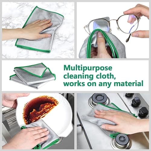 Glass Polishing Cloth Streak Free Miracle Cleaning Cloth Lint Free Microfiber Cleaning Rags for Glasses Kitchen Dish Mirrors Easy Clean, Pack of 6, 12" x 12" thumbnail 8