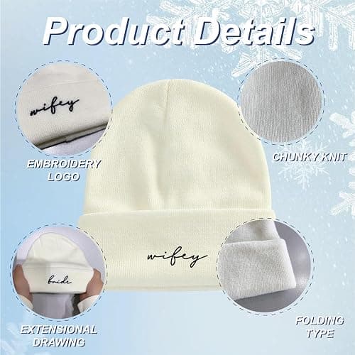 GroomBrideGifts Mr and Mrs Beanies, Wedding Gifts for Couples, His and Hers Engagement Gift, Honeymoon Travel Essentials thumbnail 3