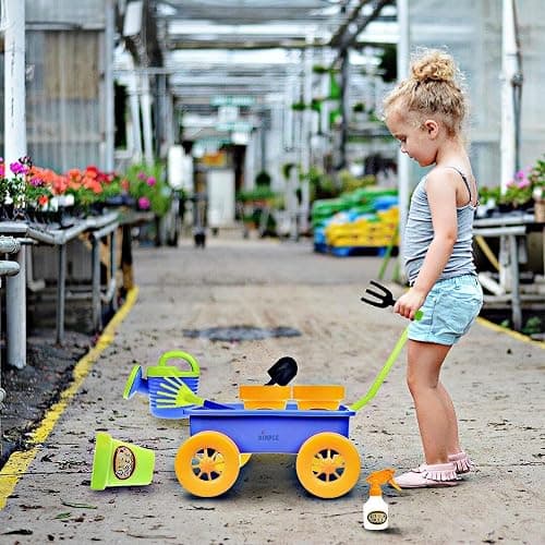 Dimple Garden Wagon & Tools Toy Set Premium 15 Pcs Kids Gardening Tools & Wagon Toy Set - Sturdy & Durable - Top Yd, Beach, Sand, Garden Play Set - Great for Kids & Toddlers thumbnail 2