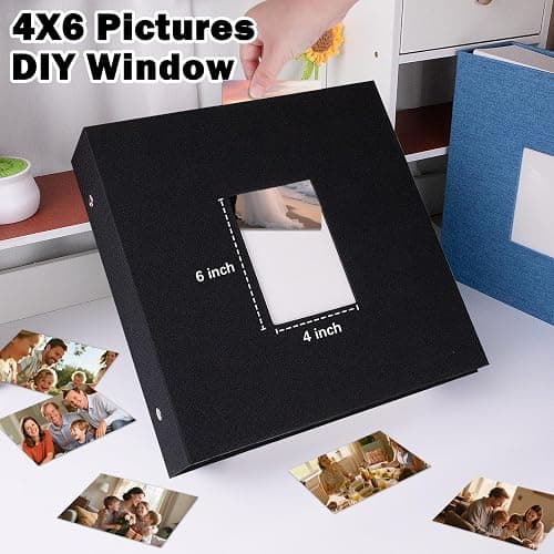 Extra Large Capacity Photo Album 4x6 1000 Pockets, Linen Cover and Front Window,Holds 1000 4x6 Horizontal and Vertical Photos,4 x 6 Picture Book for Family Wedding Anniversary Vacation (Black) thumbnail 4