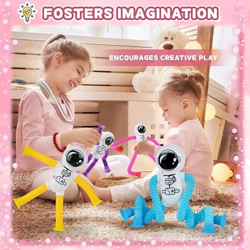 Astronaut Sensory Toys,Chirstmas Gifts for Grandkids Toddlers,4Pcs Suction Autism Toy Pop Tube Fidget Toys,Autistic Busy Travel Toys Chirstmas Stocking Stuffers thumbnail 5