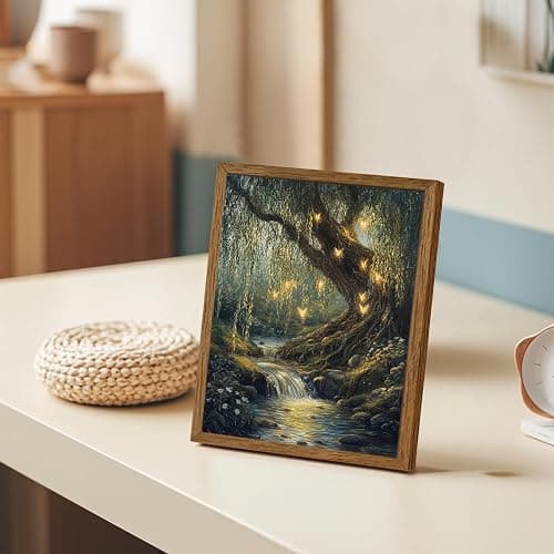 Urmoya Vintage Forest of Fairy Nature Wall Art, Landscape Tree Wall Decor, Cottage Core Art Prints for Living Room Bedroom Office Home Decoration 8x10 inch Wood Framed Ready to Hang thumbnail 4