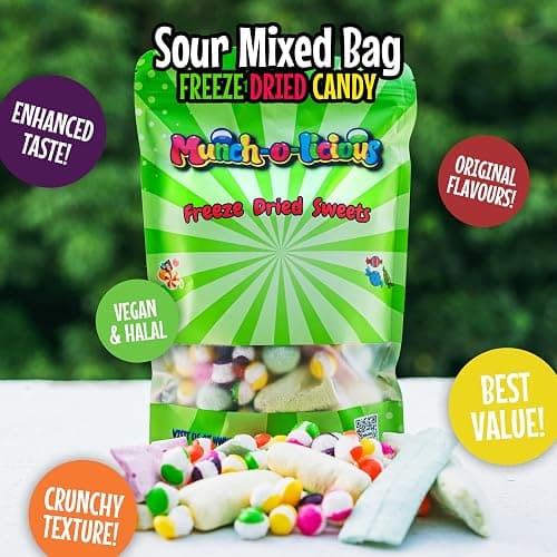 Munch-o-licious Freeze Dried Sweets - NEW 120g - 7 Types/Squashies/Lemon Refresher/Skittles/Chewits/Wham bar/Wham Tastic/Apple refresher thumbnail 5