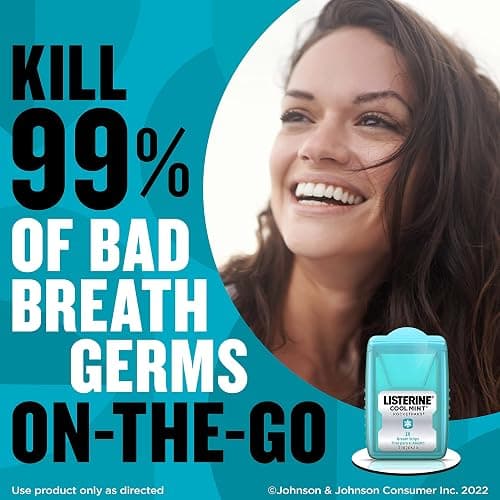 Listerine PocketPaks Cool Mint Breath Strips, Portable Pocket-Sized Oral Care Mouth Freshener, Dissolving Strips Kill 99% of Bad Breath Germs, Sugar Free, 3 x 24-Strip Packs thumbnail 4