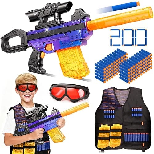 Toy Gun Automatic Sniper Rifle, Realistic Electric Toy Foam Blaster Sniper with Scope Tactical Vest Kit, Toy Gun for Boys 8-12, Birthday, Indoor Outdoor Shooting Game for Kids thumbnail 8