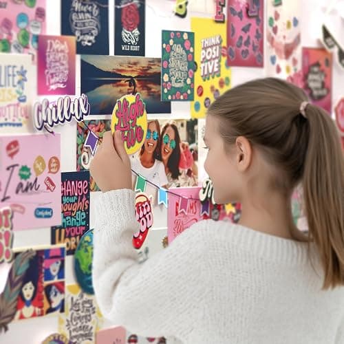 Glow in the Dark Wall Collage Kit for Teen Girls - 1000+ Stickers Teen Girl Room Bedroom Decor, Room Decor for Teen Girls - Teen & Tween Girls Trendy Stuff - Top Gifts for 10 11 12 13 14 Year Old Girl thumbnail 5