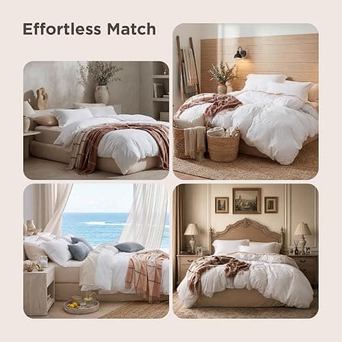 Bedsure White Duvet Cover Queen Size - 3 Pieces Prewashed Cotton-Like Polyester Extra Soft Bedding Set, Includes 1 Duvet Cover 90x90 Inches with Zipper Closure & 2 Pillow Shams, Comforter Not Included thumbnail 7
