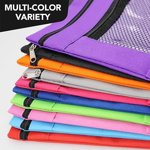3 Ring Pencil Pouch for Binder, 2-Pocket Zipper Pencil Case with Clear Window & Mesh Pocket, Heavy Duty 600D Oxford Fabric Binder Pouch for School Office Supplies, Fits Standard 3-Ring Binders, Pink thumbnail 7