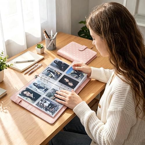 A5 Kpop Photocard Binder, 240 Slots Photo Card Holder Book Album, Pink | For Organizing Trading Card, 6 Ring A5 Binder, PU Leather Photo Card Collector collection Album,with Magnetic Buckle Closure thumbnail 2