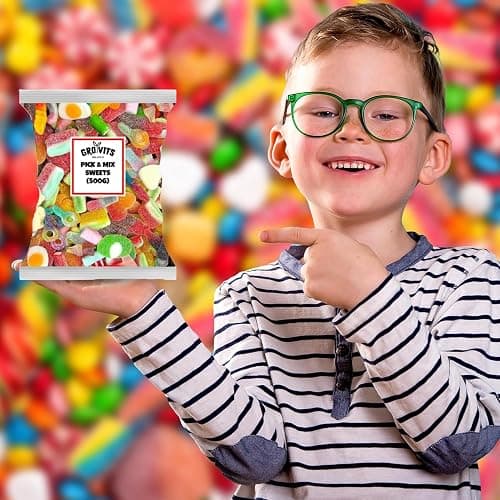 GRO VITS - Pick & Mix Sweets - 500g Pouch Quality Jelly Sweets Classic Retro Candy Selection Assortment Pick and Mix Gummy Gift Bag for Gifting Children & Adults thumbnail 7