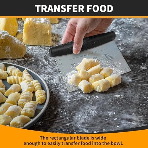 ALLTOP Bench Scraper & Chopper for Kitchen - Ideal Baking Essential Utensil,Stainless Steel Pastry/Dough/Food Cutter Tool for Cake Pizza Bread,Cooking - 1 Pack,Black thumbnail 4