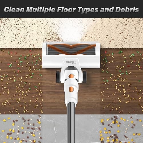 Tikom V500 Cordless Vacuum Cleaner for Home, 40000Pa/450W Stick Vacuum with LED Touch Screen, Charging Wall Dock, Anti-Tangle, Lightweight Handheld Vacuum for Pet Hair, Hard Floor, Carpet thumbnail 8