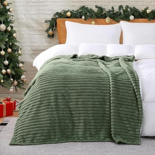 Kuscheldecke 200x230 Olivgrün Sofadecke, Weiche Flauschige und Wärme - Flanell Fleecedecke Kuscheldecke Decke Wohndecken Bettüberwurf Streifen Couchdecke thumbnail 6